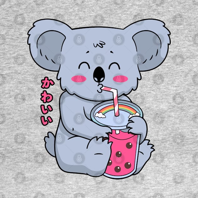 Kawaii Koala Drinking Bubble Tea by Bruno Pires